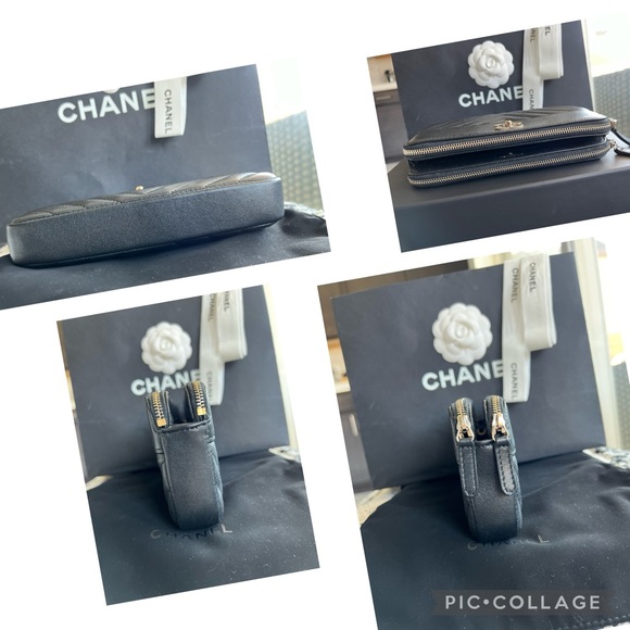 CHANEL MADMOISELLE VINTAGE CHEVRON DOUBLE ZIP PHONE HOLDER/CROSSBODY BAG - Picture 5 of 14
